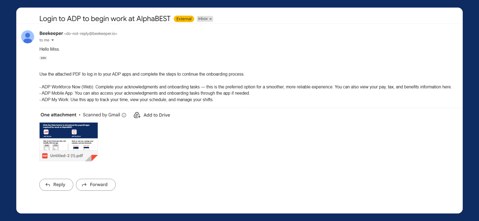 ADP Login Instructions Email